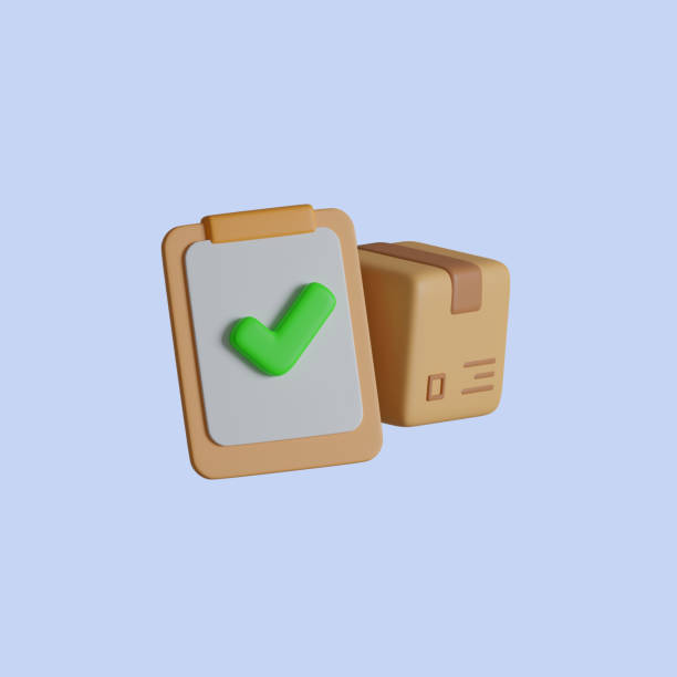 istock 3D Cardboard box and clipboard with tick. Confirmed order delivery concept. Return parcel to courier. Shipment checklist. 3D Rendering illustration 1629028157