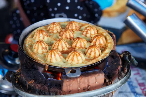 Photo of Sour Dough Pancake with coconut in a pan