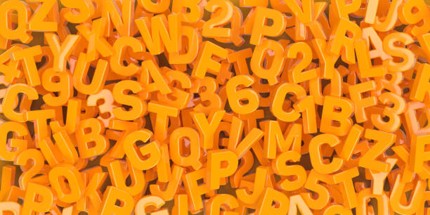 istock Orange capital letters and numbers background 1629062625