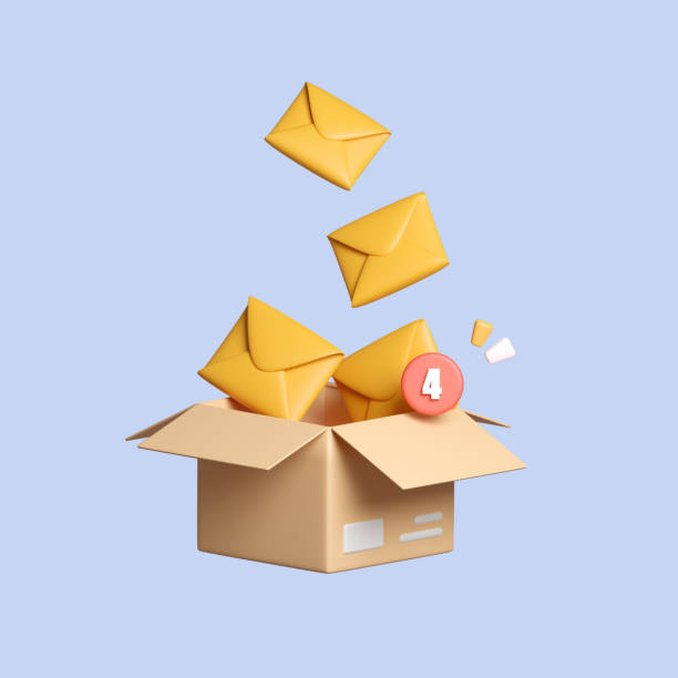 istock 3d mail envelope icon with notification new message. Minimal 3d email letter in cardboard mailbox with notification red bubble unread icon. message mailbox concept 3d icon  render isolated pastel background 1629066489