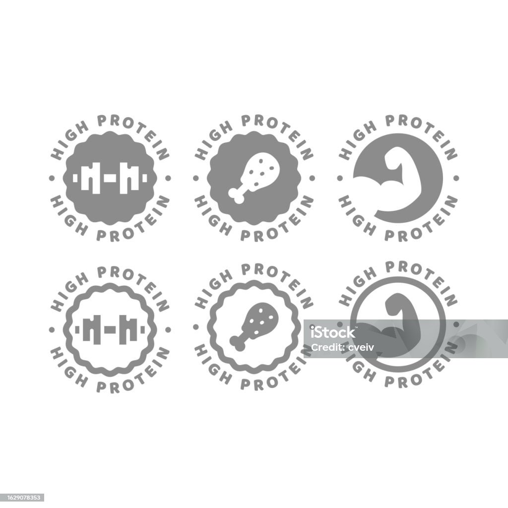 High Protein Sticker High Protein Food Vector Label Stock Illustration - Download Image Now ...