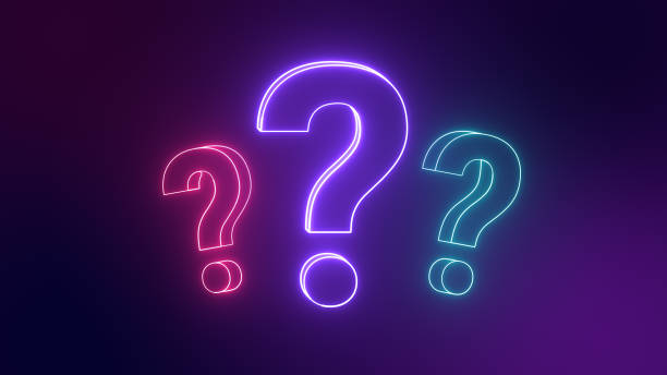 istock Three Neon question mark icon. Chat of support service, FAQ, get answer and advice 1629078932