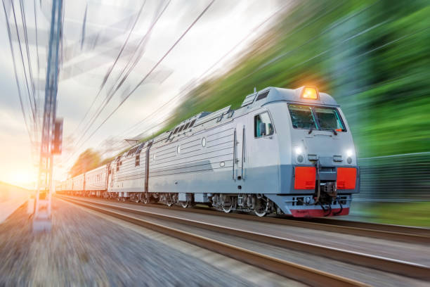 istock Passenger electric train traveling speed railway wagons journey light 1629110370