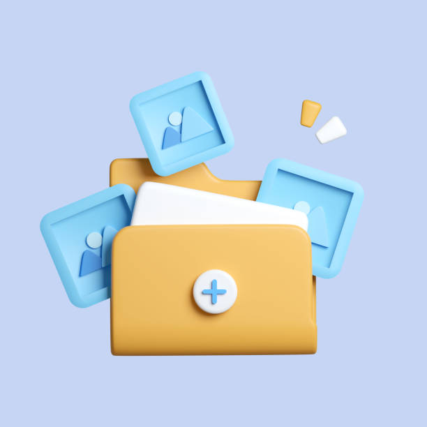 3d cartoon folder with files, paper icon. File management concept. 3d icon rendering illustration.