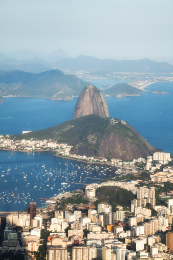 Sugar Loaf view from the top of the Corcovado mountain, one of the most visited places of the city, where people from all over the world come to appreciate the beauty of Rio and the Guanabara bay