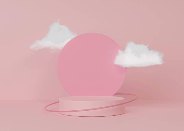 istock Mock up 3d Podium with cloud. Geometric shape. Minimal. Abstract background. 3d render illustration 1629126532