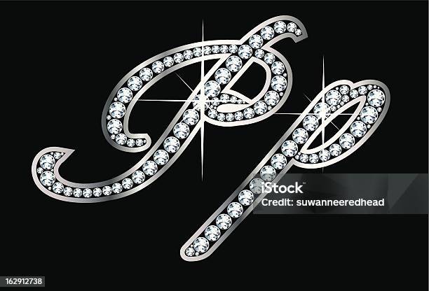 Lettere Di Script Diamante Bling Pp - Immagini vettoriali stock e altre immagini di Bling bling - Bling bling, Diamante, Carattere tipografico