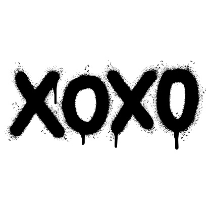 Spray Painted Graffiti xoxo Word Sprayed isolated with a white background. graffiti font xoxo with over spray in black over white. Vector illustration.