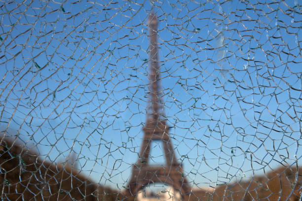 3d render Eiffel tower sun shadow from high angle and Dramatic lighting and shadow . Eiffel tower