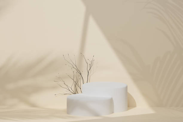 istock Mock up 3d Podium with cosmetic concept, summer theme. Geometric shape. Abstract background. 3d render illustration 1629130626