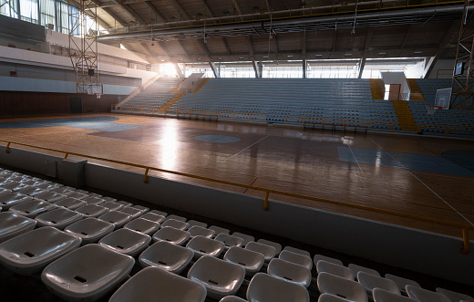 View of empty basketball court.