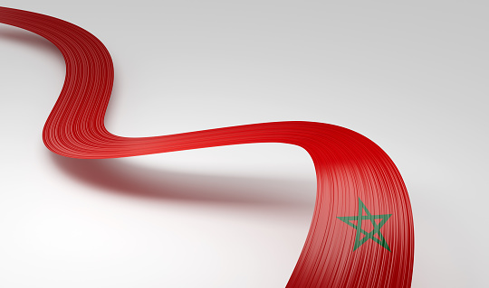 3d Flag Of Morocco 3d Wavy Shiny Morocco Ribbon Isolated On White Background 3d Illustration