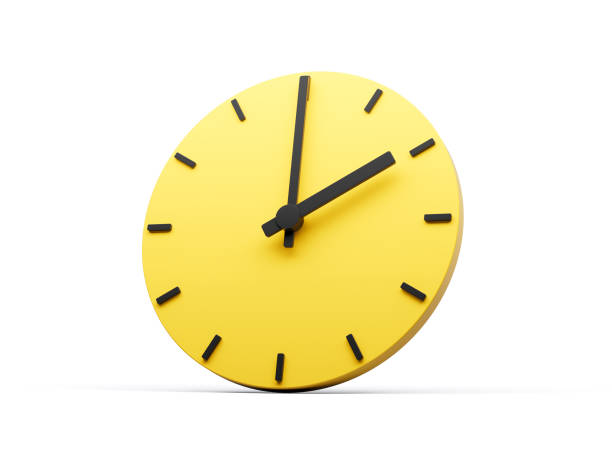 istock 3d Simple Yellow Round Wall Clock 2 O'Clock Two O'clock On White Background 3d illustration 1629135682
