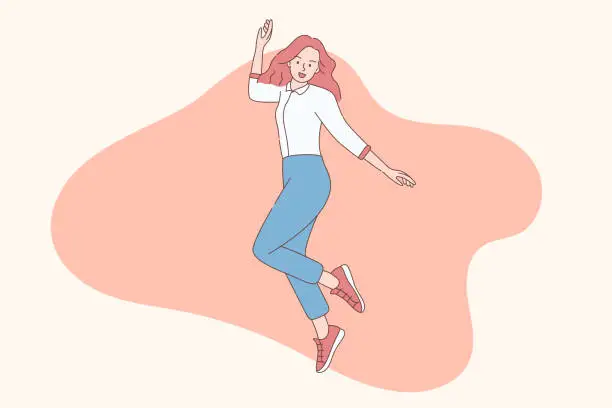 Vector illustration of Happy Woman Jumping illustration