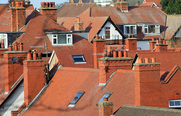 istock Red tiled roofs of modern houses 162914409