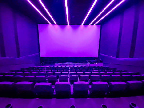 istock Screen and velvet seats. Empty cinema. Mock Up. Premiere 1629156724