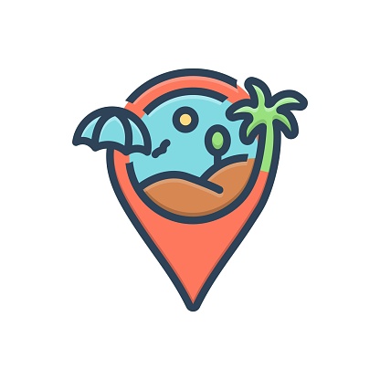 Icon for vacation, sabbatical, holiday, leave, leisure, leisure time, beach, location, point, gps