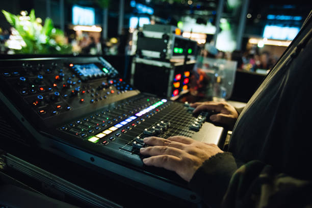 The scene of an audio engineer at work