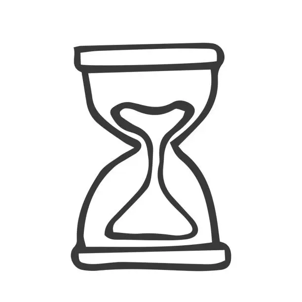 Vector illustration of hourglass doodle sketch in vector isolated on white