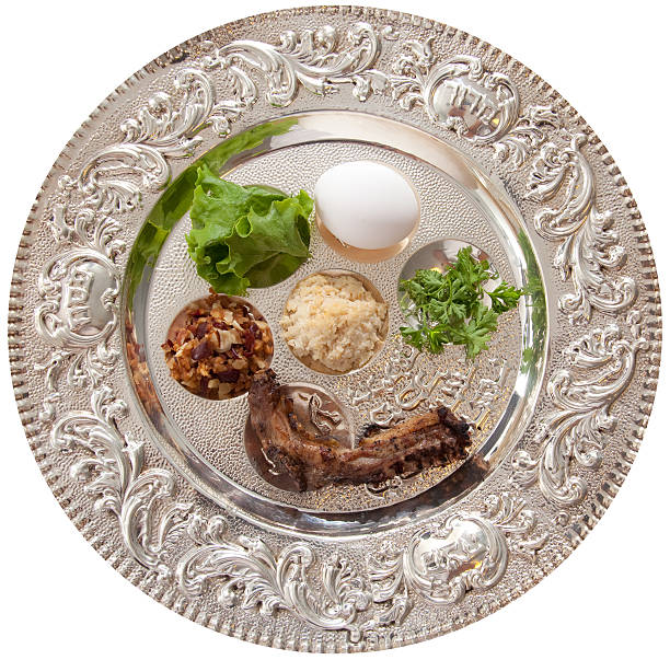 istock Silver Sedar plate with egg, parsley, lettuce, meat 162922157