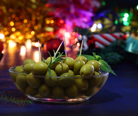 Olives with Christmas decoration