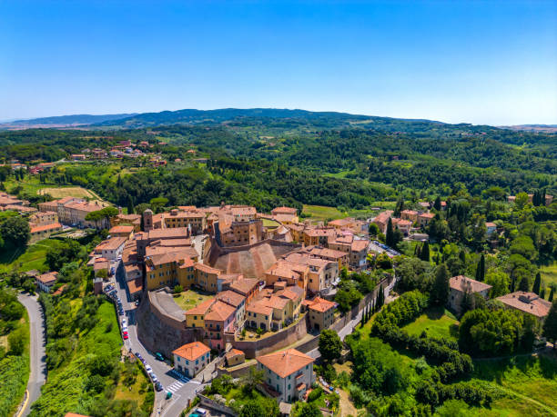 istock Lari, Italian old town from drone 1629239066