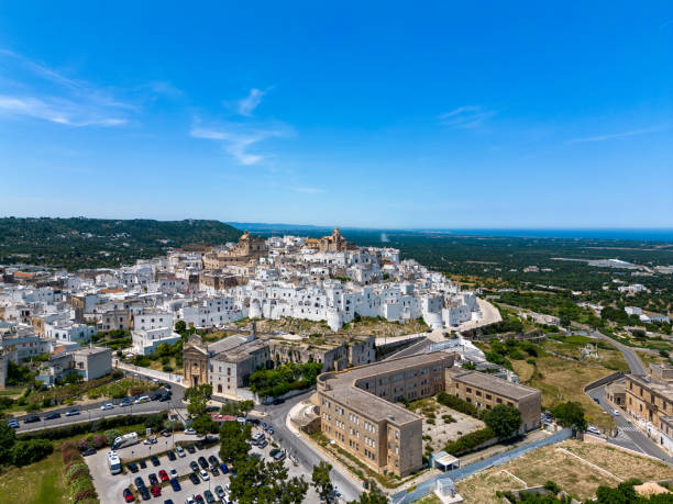 istock Ostuni, Italian old town in Puglia from drone 1629239080