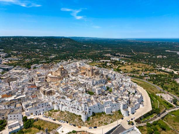 istock Ostuni, Italian old town in Puglia from drone 1629239083