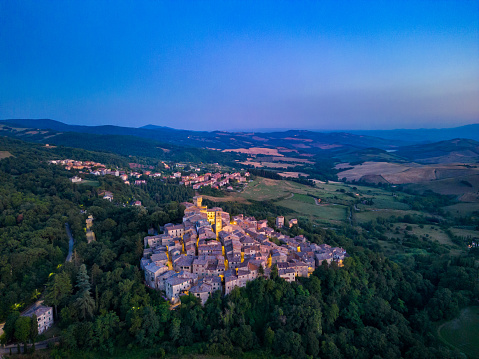 San Casciano dei Bagni, Italian town from drone