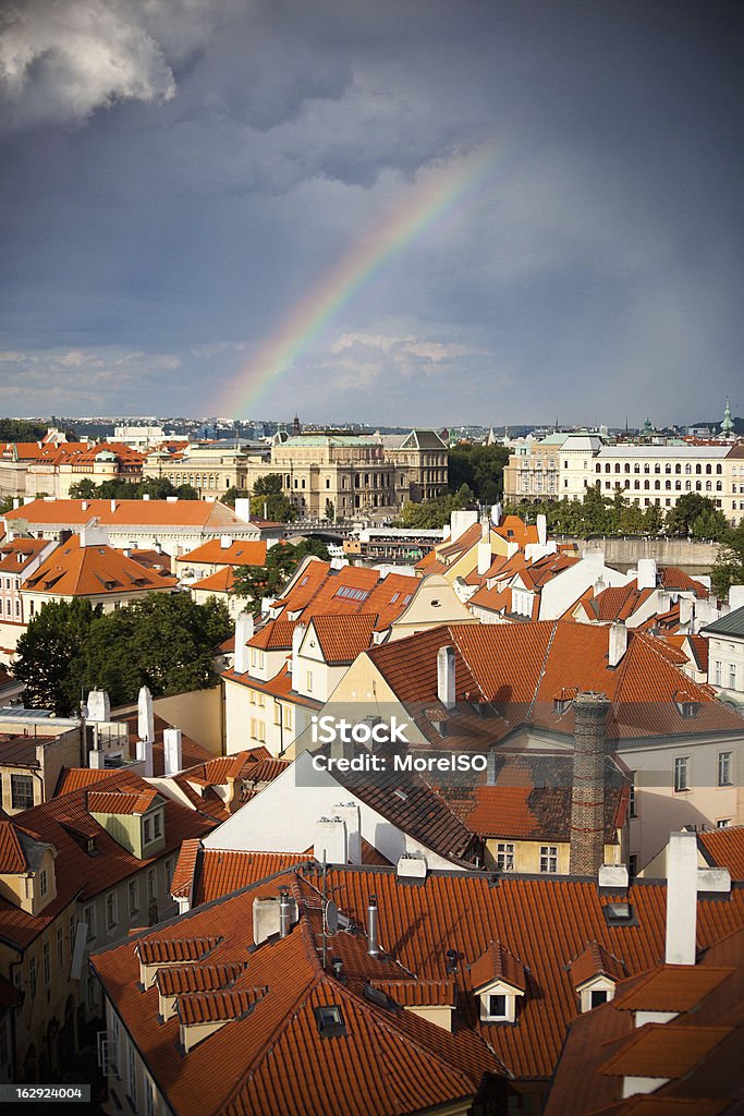 Rainbow in Prague Prague, Czech Republic. Architecture Stock Photo