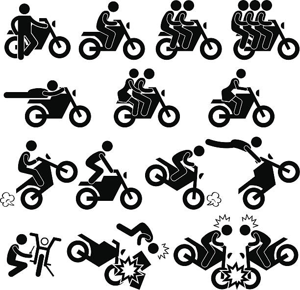 motocykl maskotka daredevil piktogram - extreme sports confidence adventure danger stock illustrations