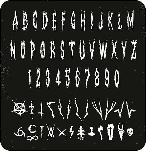 Vector illustration of Black Metal Font