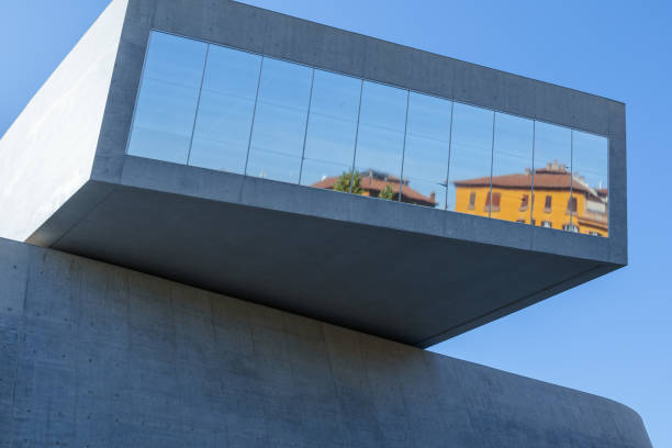 MAXXI museum of art from the XXI century location in central Rome, Italy Reflection in glass window on a modern building in Rome. From the MAXXI museum of art in Rome, Italy xxi stock pictures, royalty-free photos & images