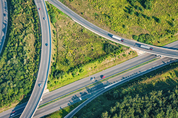 istock Aerial view on highway traffic 1629292755