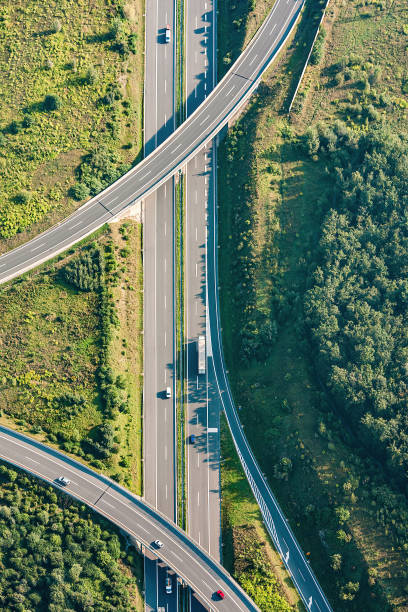 istock Aerial view on highway traffic 1629293857