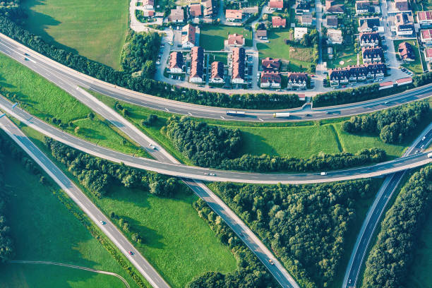 Aerial view on highway traffic