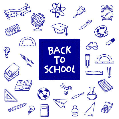 Back to School Doodles Banner, Background, Hand Drawn