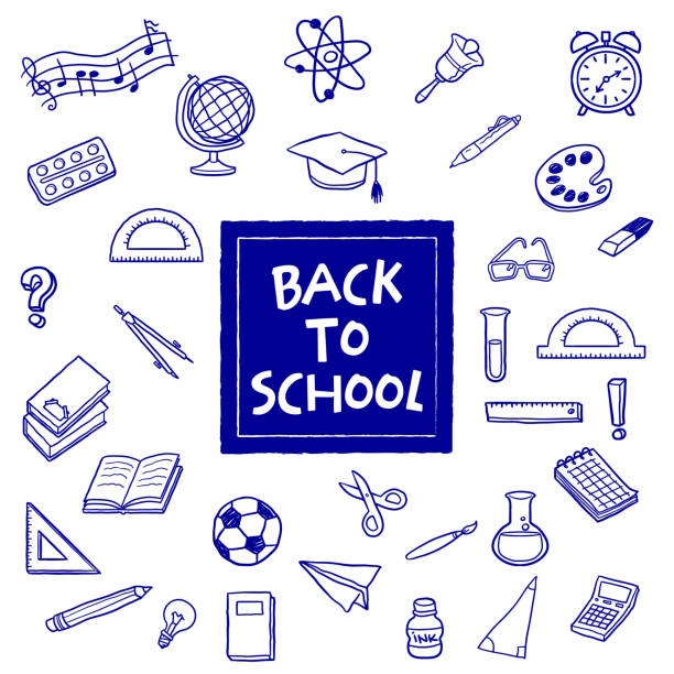 Back to School Doodles Back to School Doodles Banner, Background, Hand Drawn ruler doodle stock illustrations
