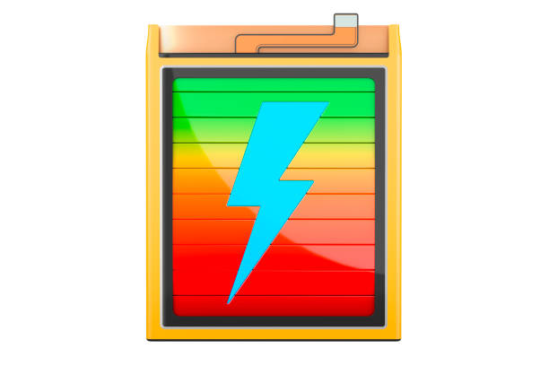Lithium Ion Cell Phone Batteries with charge level indicators, 3D rendering isolated on white background