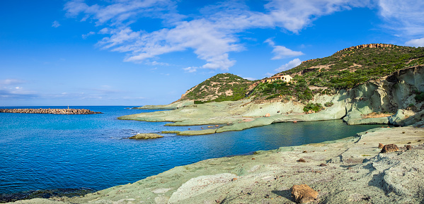Light-colored trachyte on the coast of Bosa Marina, a coastal town on the western Sardinia (6 shots stitched)