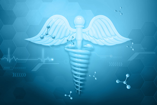 Medical symbol on scientific background. 3d illustration