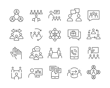 Business Communication Icons - Vector Line Icons. Editable Stroke. Vector Graphic