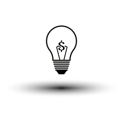 Bulb, light bulb dollar sign icon. Vector illustration. EPS 10. Stock image.