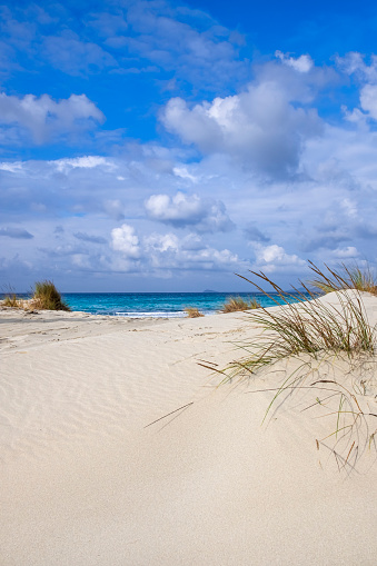 White sand dunes in Porto Pino, a four kilometres long beach in southwestern Sardinia
