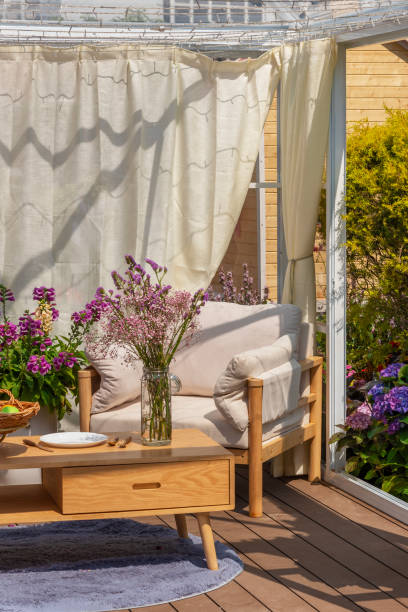 istock Backyard cozy patio area with furniture set 1629389985