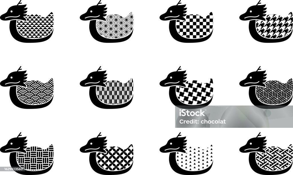 Vector Icon Set For Japanese Zodiac Year Of The Dragon Stock