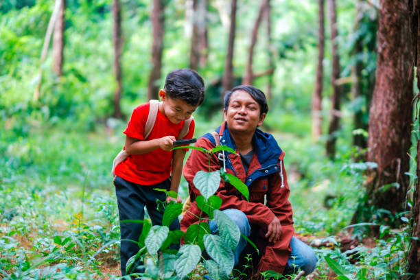 istock Asian father and son discovering nature together. 1629429303