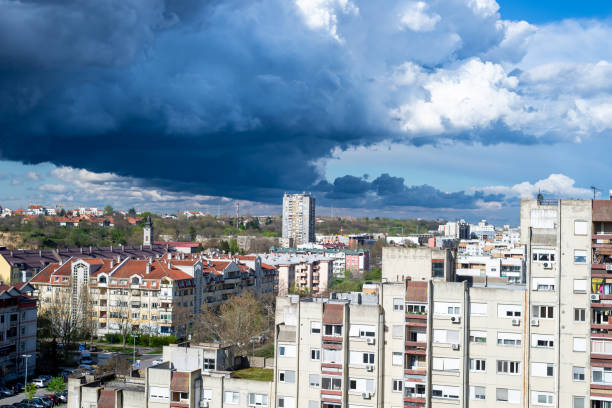 istock Before supercell storm in a city quarter 1629440980