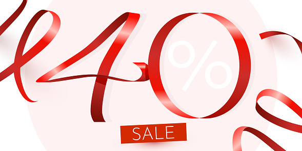 40 percent Off. Discount creative composition. Mega Sale. Vector illustration.