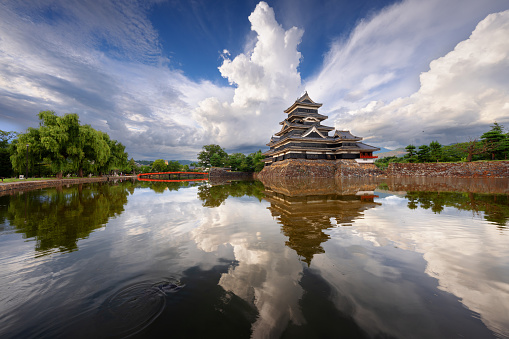 Matsumoto, Japan - August 2, 2023: Matsumoto Castle in summer. The current structures date from 1594.